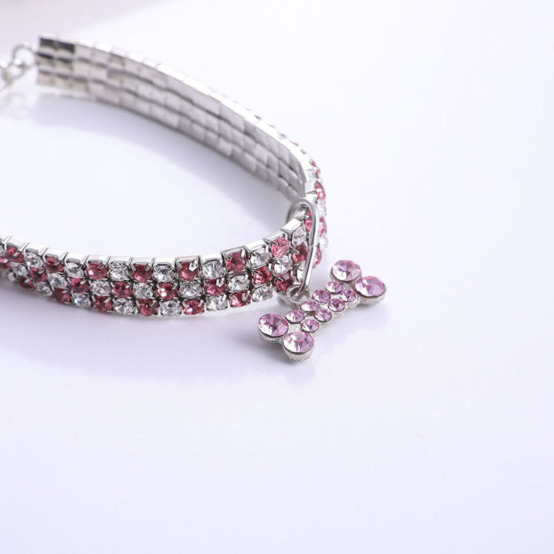 New rhinestone heart-shaped necklaces for pet dogs and cat crystal collars