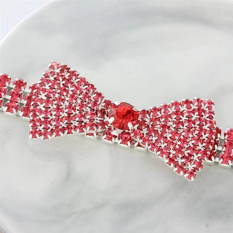 Three rows of non-stretch close-claw rhinestone jewelry