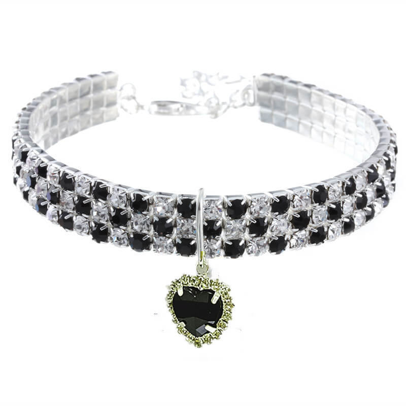 New Rhinestone Rhinestone Elastic Three Row Love Pendant Pet Jewelry