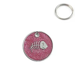 Round fishbone cat and dog tag leash accessories