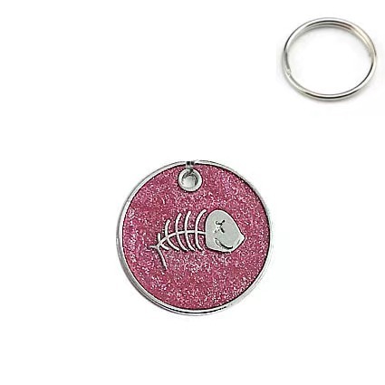 Round fishbone cat and dog tag leash accessories
