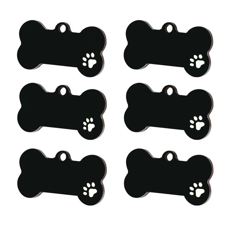 Stainless Steel Pet Tag Carved Bone Carved Blank ID Name Tag Customized Metal Dog Tag