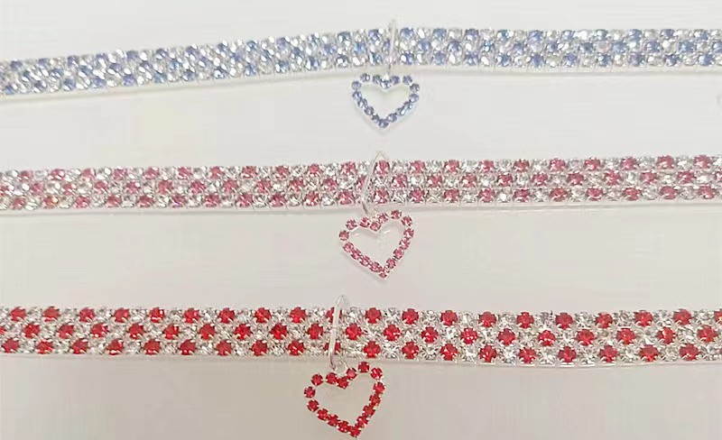 New rhinestone heart-shaped necklaces for pet dogs and cat crystal collars