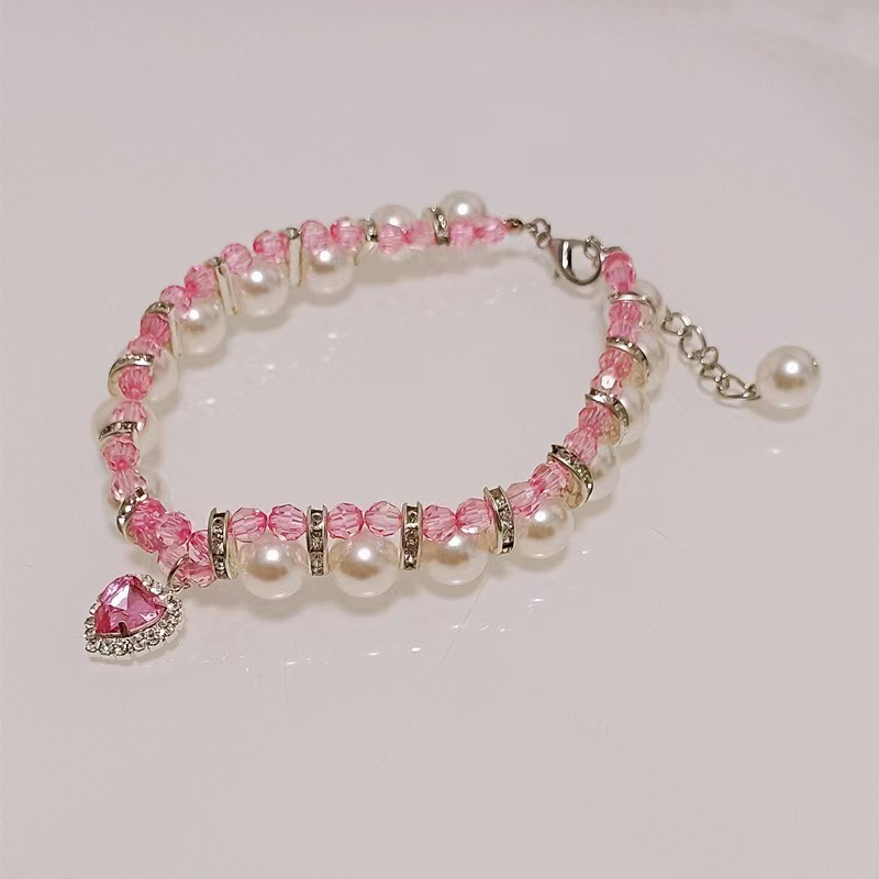 Hand Braided Pearl Necklace Pet Jewelry