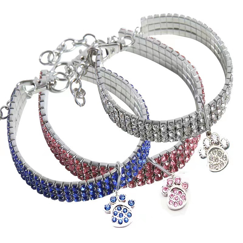 pet crystal elastic necklace