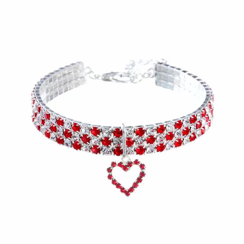 New rhinestone heart-shaped necklaces for pet dogs and cat crystal collars