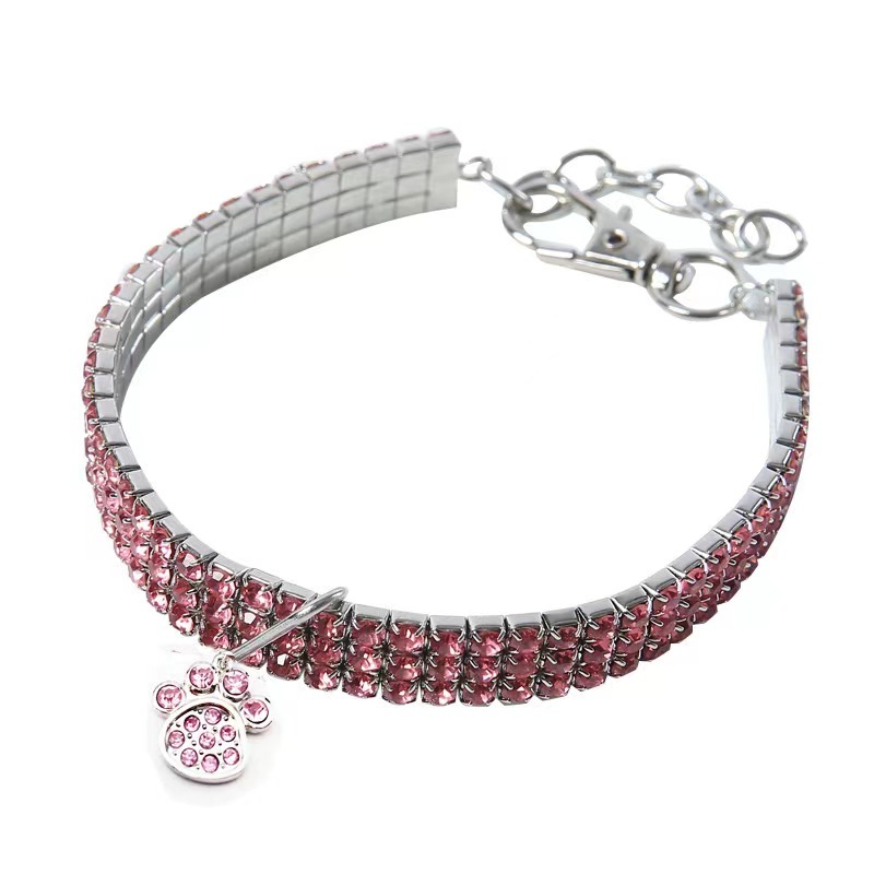 pet crystal elastic necklace