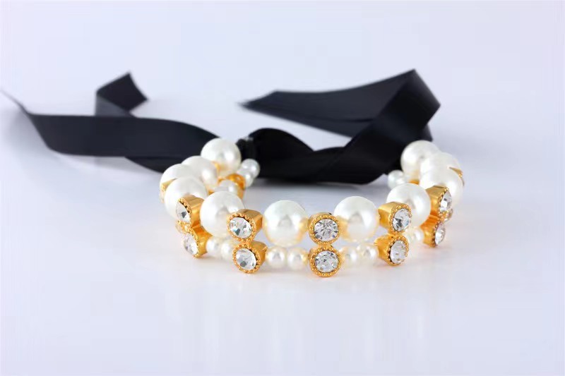 Ribbon Pearl Bow Pet Collar Ornament
