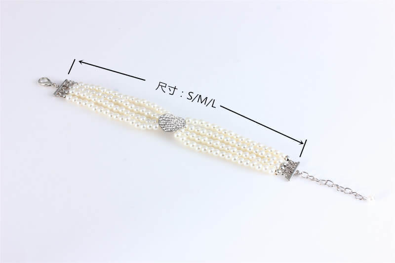 Four Row Pearl Heart Pet Necklace Jewelry