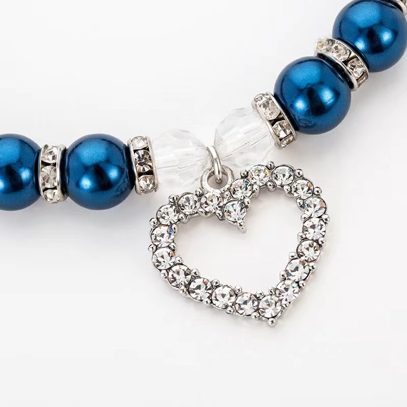 Pet Pearl Necklace Heart Shape Cat and Dog Jewelry