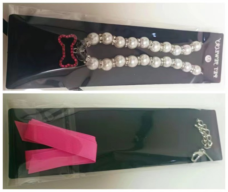 Ribbon Faux Pearl Bone Pendant Cat and Dog Ornament