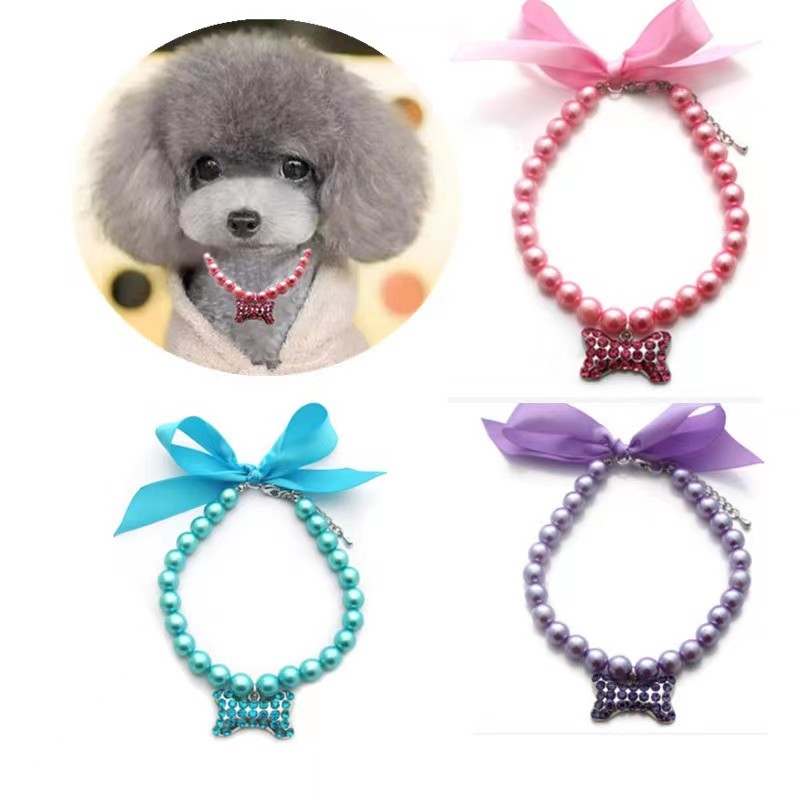 Pet Jewelry Pearl Cat Dog Necklace Collar Bone Pendant