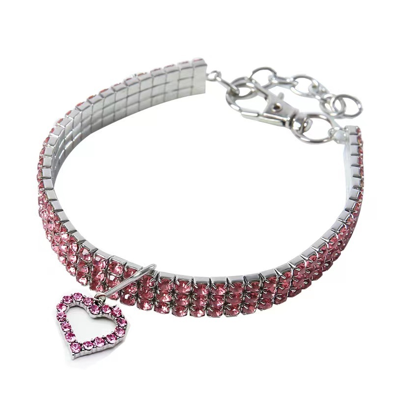 pet crystal elastic necklace