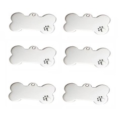 Stainless Steel Pet Tag Carved Bone Carved Blank ID Name Tag Customized Metal Dog Tag