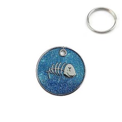 Round fishbone cat and dog tag leash accessories