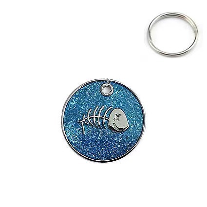 Round fishbone cat and dog tag leash accessories