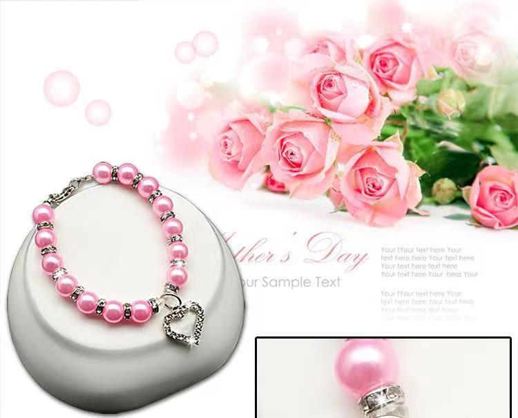 Pet Pearl Necklace Heart Shape Cat and Dog Jewelry