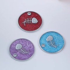 Round fishbone cat and dog tag leash accessories