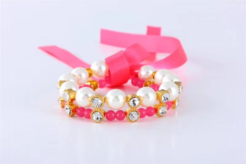 Ribbon Pearl Bow Pet Collar Ornament
