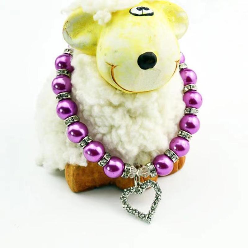 Pet Pearl Necklace Heart Shape Cat and Dog Jewelry