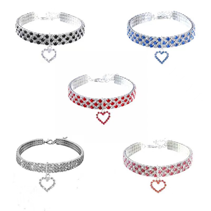 New rhinestone heart-shaped necklaces for pet dogs and cat crystal collars