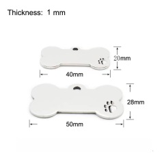 Stainless Steel Pet Tag Carved Bone Carved Blank ID Name Tag Customized Metal Dog Tag