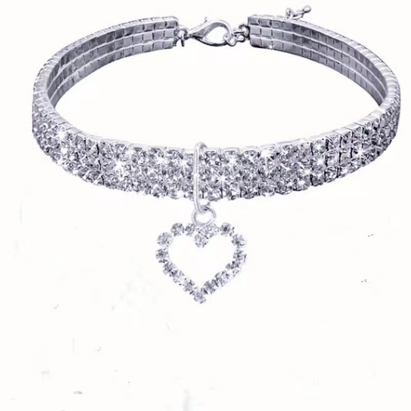New rhinestone heart-shaped necklaces for pet dogs and cat crystal collars