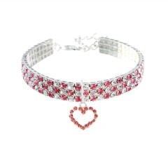 New rhinestone heart-shaped necklaces for pet dogs and cat crystal collars