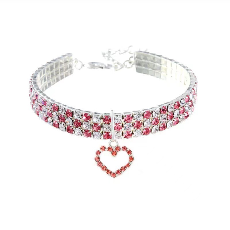 New rhinestone heart-shaped necklaces for pet dogs and cat crystal collars