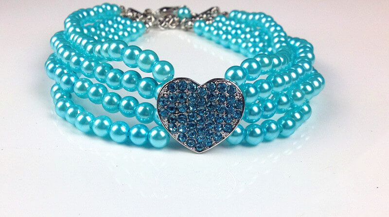 Four Row Pearl Heart Pet Necklace Jewelry