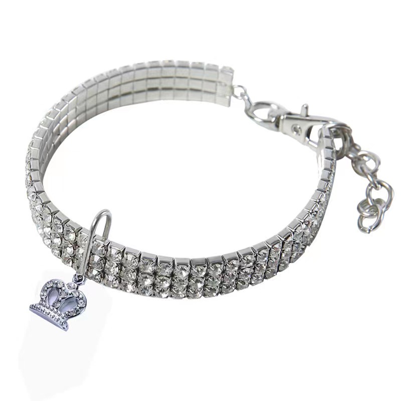 pet crystal elastic necklace