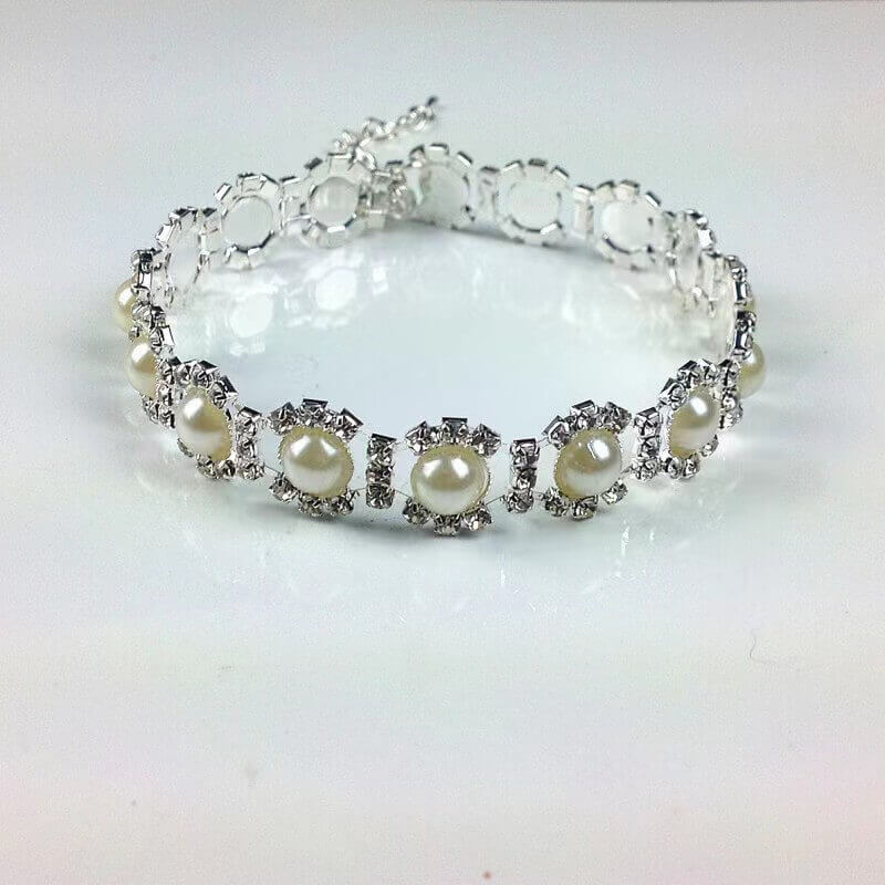 Rhinestone Pearl Necklace Jewelry Pet Collar