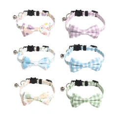 2024 Free Sample Instagram Hot sale Dog Bow Tie Plaid Custom Logo Dog Collar Metal Buckle Cat Bow Tie