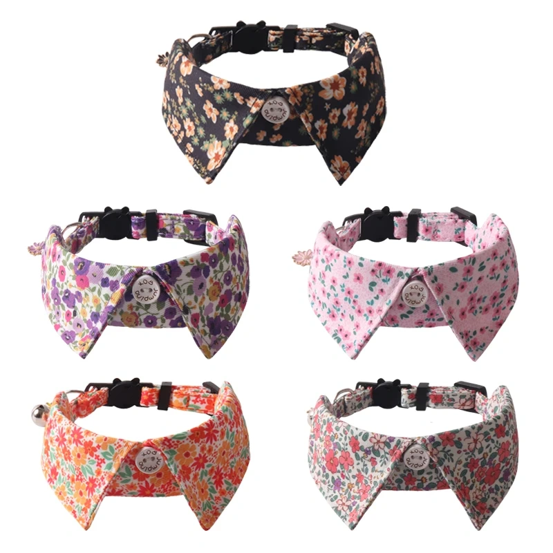 Amigo New Pet products Floral series Cat Collar Floral Accessories Cat collar Kitten collar with bell