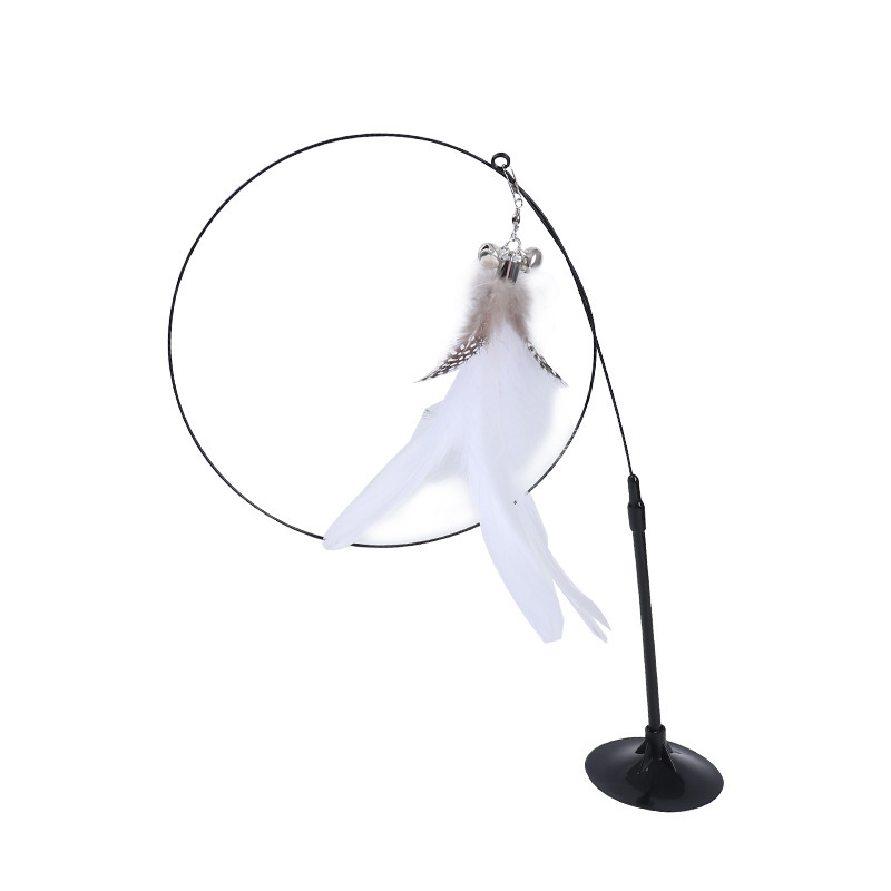 Self-entertainment suction cup feather cat teaser, feather bell cat teaser