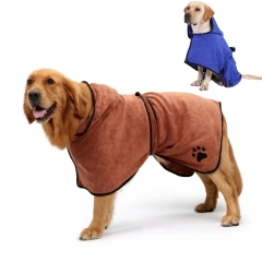 LovePaw Wholesale Embroidered Paw Dog Drying Coat Super Absorbent Quick Drying Microfiber Dog Towel with Hood Dog Bathrobe Towel