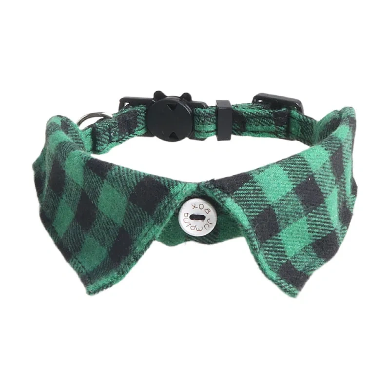 Hot Sale Custom Luxury Pet Accessories Vintage Polyester Cotton Pet Collars Classical British Style Cat Collars with Bell