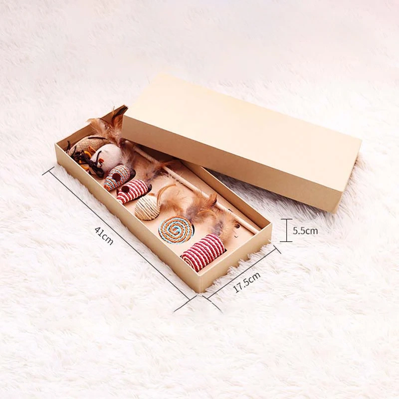 Wood Cat Toy Feather Set Interactive For Pets Fishing Rod Funny Mouse Paw Games Cute Linen Cats Stick Toys