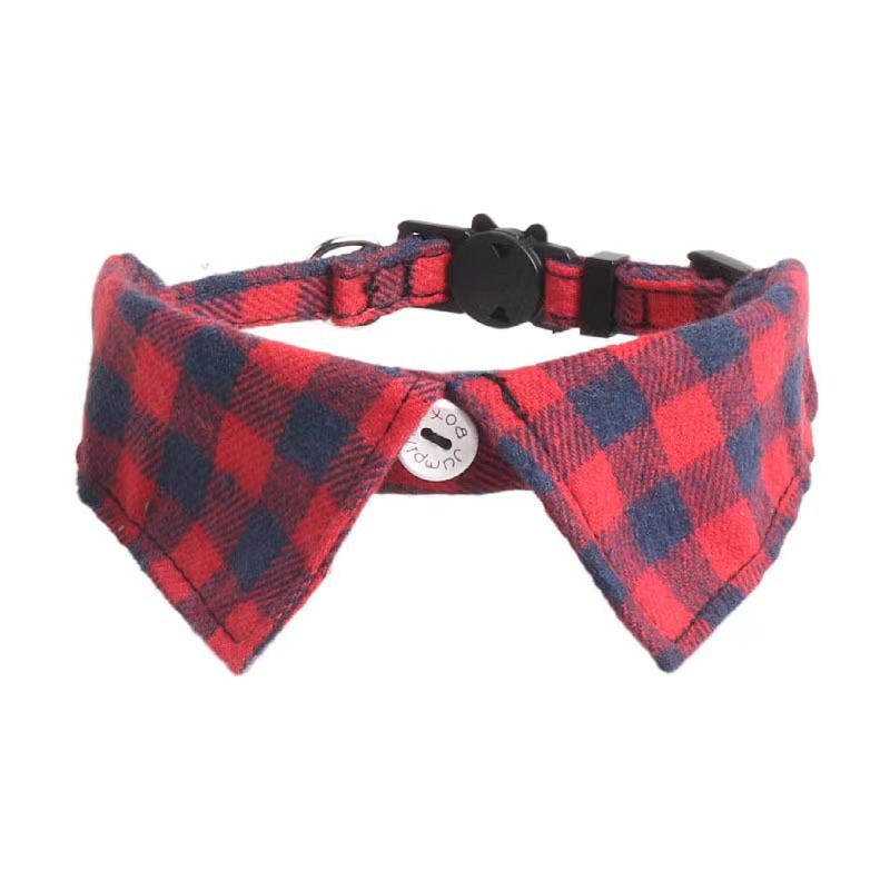 Hot Sale Custom Luxury Pet Accessories Vintage Polyester Cotton Pet Collars Classical British Style Cat Collars with Bell
