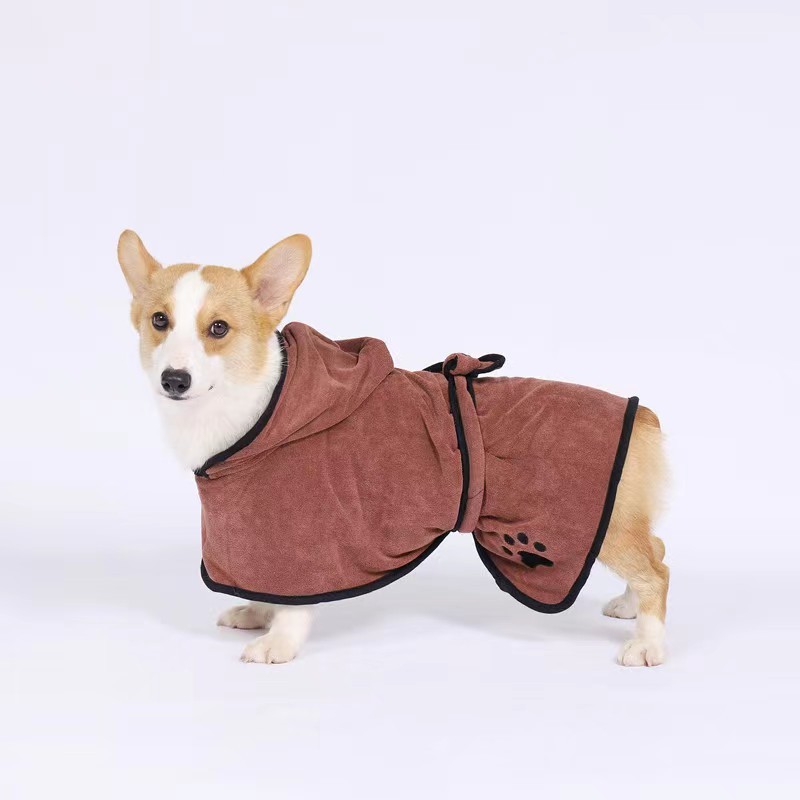 LovePaw Wholesale Embroidered Paw Dog Drying Coat Super Absorbent Quick Drying Microfiber Dog Towel with Hood Dog Bathrobe Towel