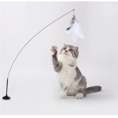 Self-entertainment suction cup feather cat teaser, feather bell cat teaser