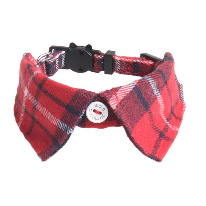 Hot Sale Custom Luxury Pet Accessories Vintage Polyester Cotton Pet Collars Classical British Style Cat Collars with Bell