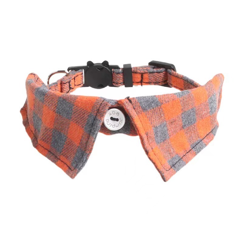 Hot Sale Custom Luxury Pet Accessories Vintage Polyester Cotton Pet Collars Classical British Style Cat Collars with Bell