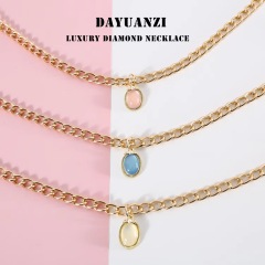 Pet Metal Chain Opal Necklace Adjustable