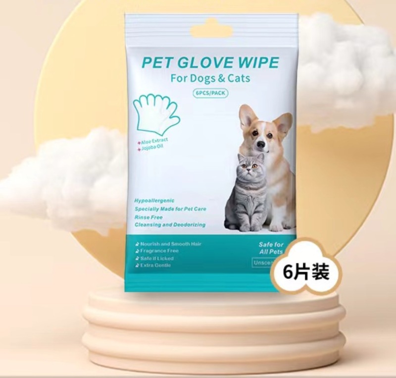 Pet Grooming Gloves Wipes White Hypoallergenic Pet Cleaning Gloves Wet Wipes for Dogs and Cats
