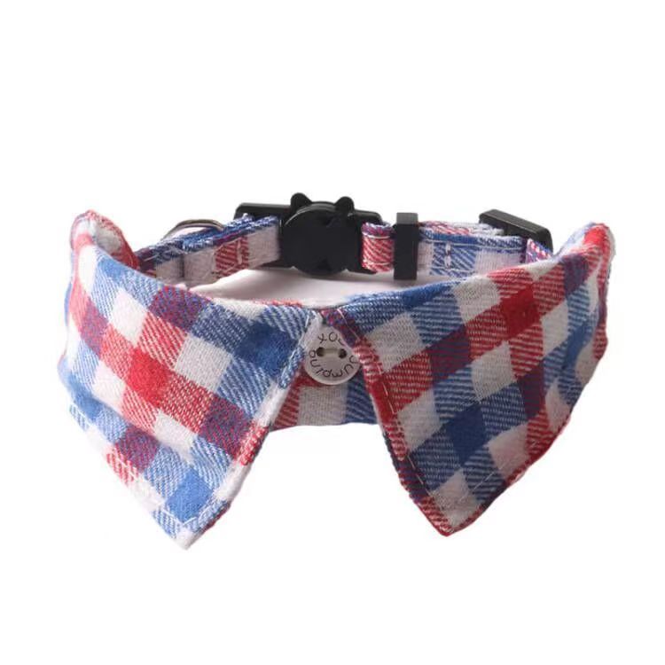 Hot Sale Custom Luxury Pet Accessories Vintage Polyester Cotton Pet Collars Classical British Style Cat Collars with Bell