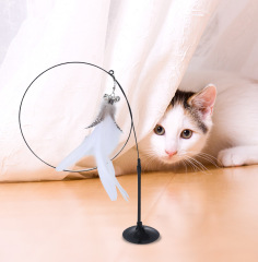 Self-entertainment suction cup feather cat teaser, feather bell cat teaser