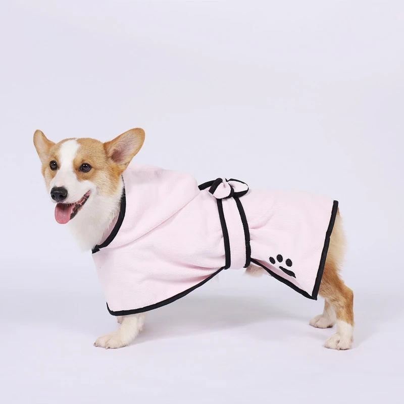 LovePaw Wholesale Embroidered Paw Dog Drying Coat Super Absorbent Quick Drying Microfiber Dog Towel with Hood Dog Bathrobe Towel