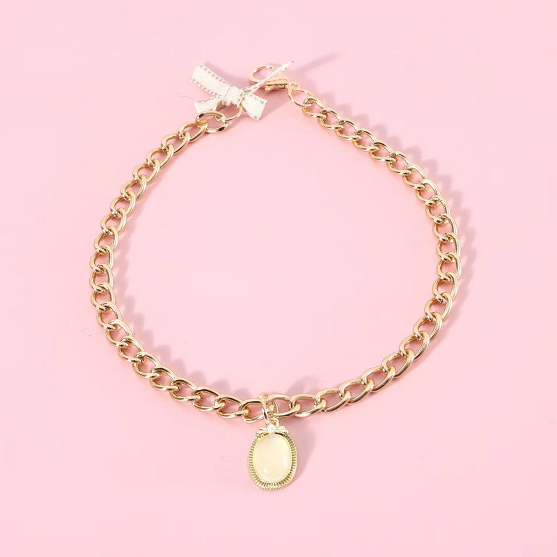 Pet Metal Chain Opal Necklace Adjustable