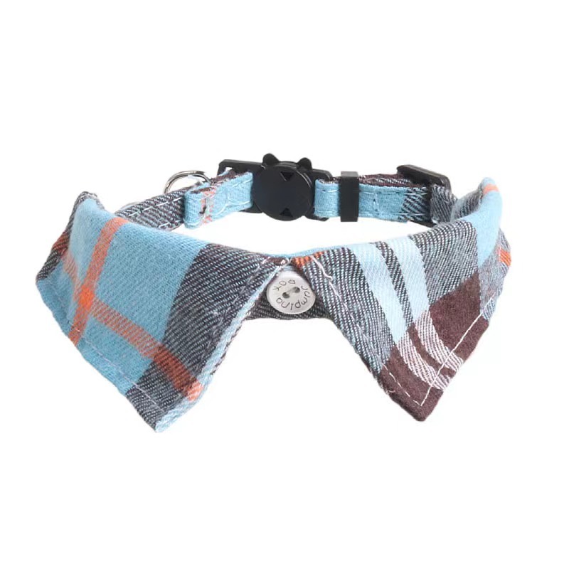 Hot Sale Custom Luxury Pet Accessories Vintage Polyester Cotton Pet Collars Classical British Style Cat Collars with Bell
